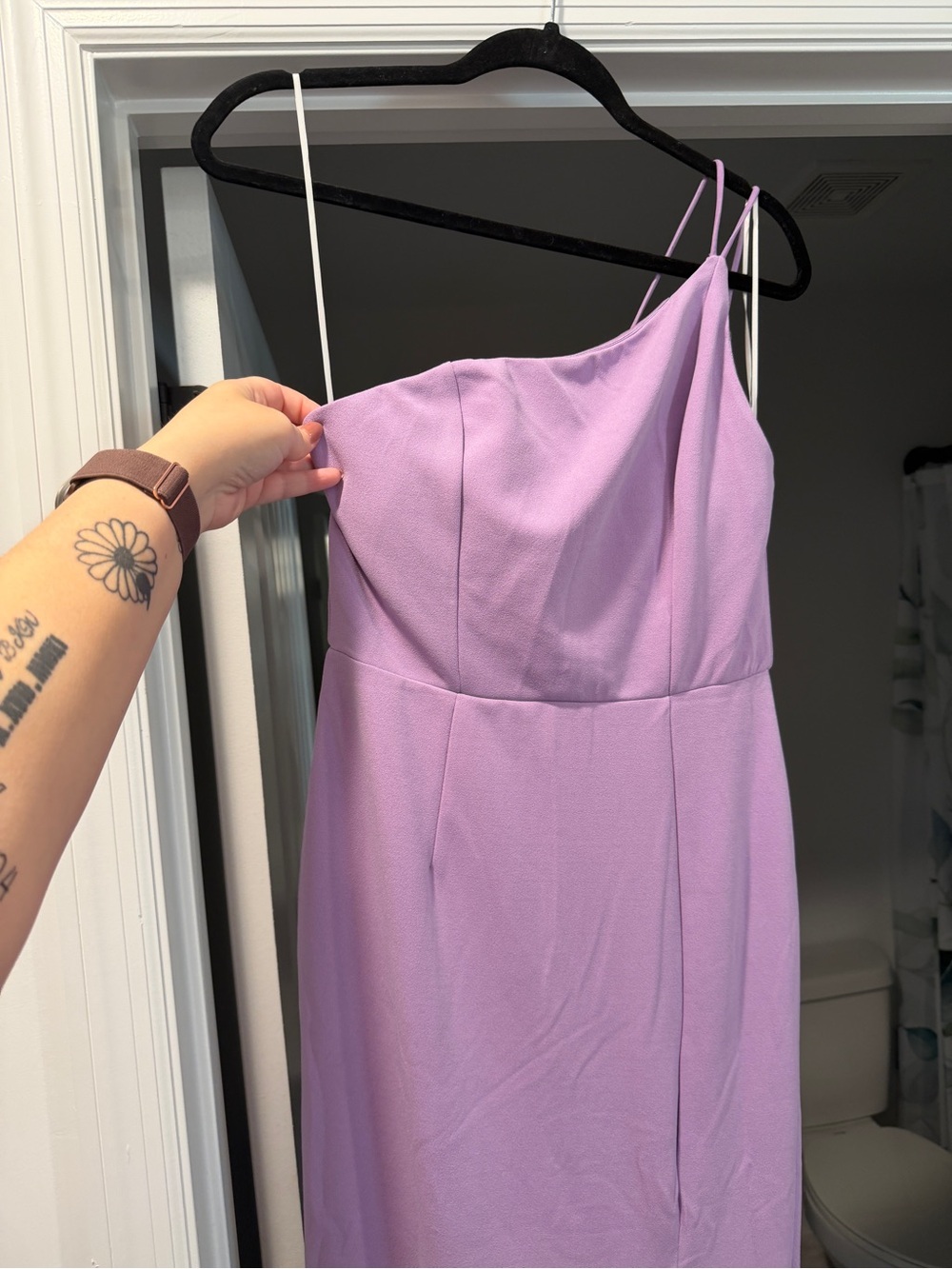 Hello Molly Lilac One-Shoulder Midi Dress